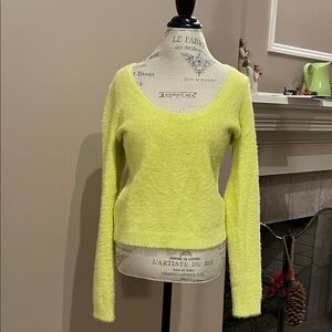 H&M Women's Fuzzy Soft Sweater Bright Yellow Large